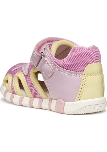 Kız Bebek Pembe B Sandal Iupidoo A - Synt + Mesh Bantlı Kumaş Sandalet B5517C0BC14CE82M