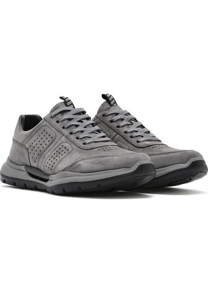 Erkek Gri Bağcıklı Nubuk Deri Sneaker 25SFD6413V3