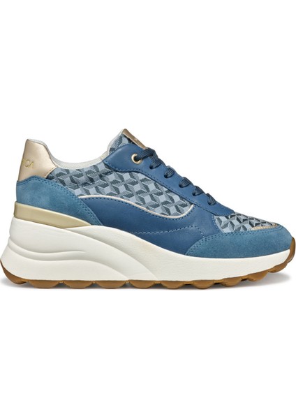 Kadın Mavi D Spherica EC13 A - Nap + Emb.te Bağcıklı Dolgu Topuklu Sneaker D45WAA085DSC4005