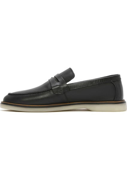 Erkek Siyah Deri Casual Loafer 25SFD680718
