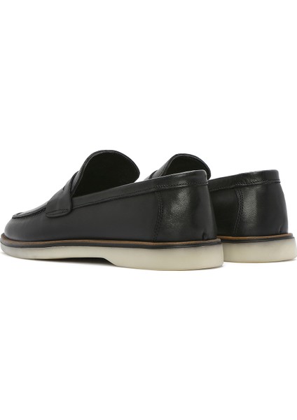Erkek Siyah Deri Casual Loafer 25SFD680718