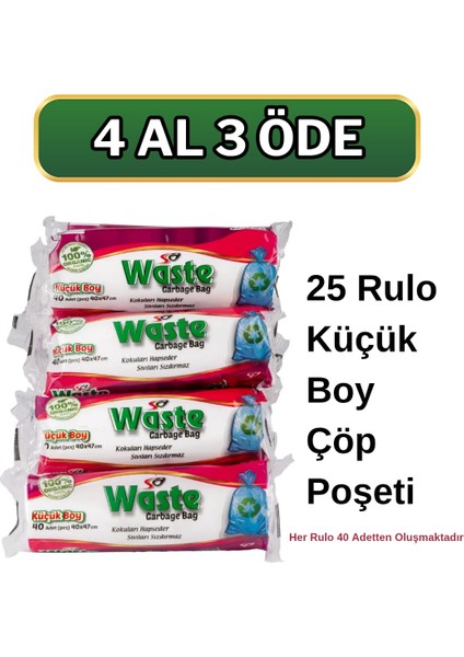 Küçük Boy Çöp Poşeti 40*47 cm 25'li Rulo 1000 Adet