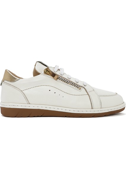 Kadın Krem Bağcıklı Deri Sneaker 25SFD411418