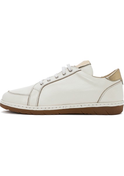 Kadın Krem Bağcıklı Deri Sneaker 25SFD411418