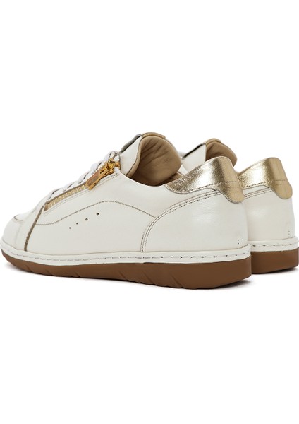 Kadın Krem Bağcıklı Deri Sneaker 25SFD411418