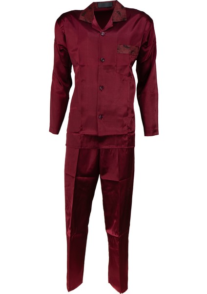 Erkek Şık Klasik Model Pijama Takımı Premium Saten Kumaş Eşsiz Model Cepli Tam Kalıp