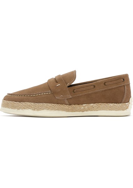 Erkek Bej Süet Deri Casual Loafer 25SFD680910