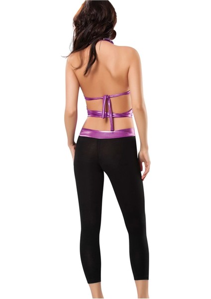 Mor Deri ( Lame ) Büstiyer & Tayt Gecelik - 461 fiyatları