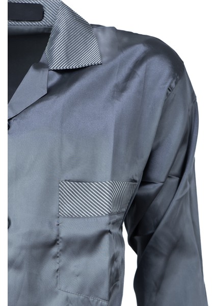 Erkek Şık Klasik Model Pijama Takımı Premium Saten Kumaş Kristal Model Cepli Tam Kalıp fırsatları