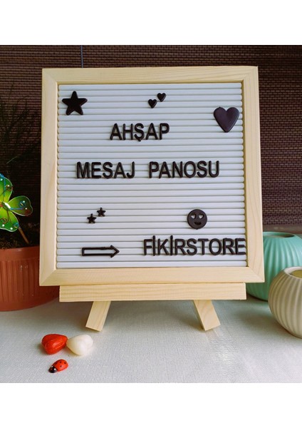 Fikirstore Ahşap Çerçeveli Özelleştirilebilir Mesaj Panosu Yazı Tahtası Seti