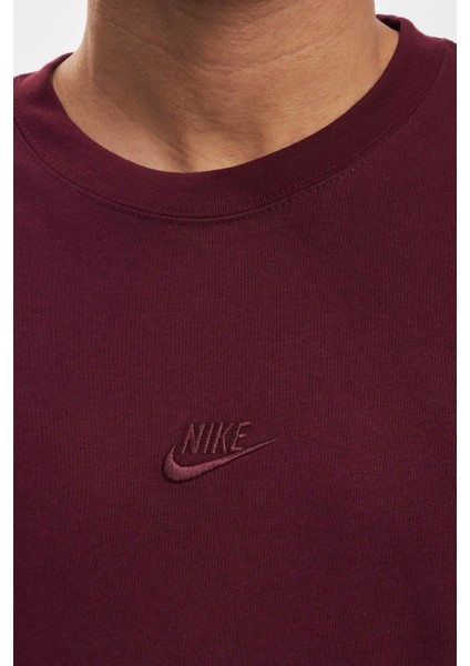 Sportswear Premium Essentials Pamuklu Oversize Kesim Erkek Bordo Spor Tişört ( Geniş Kesim )