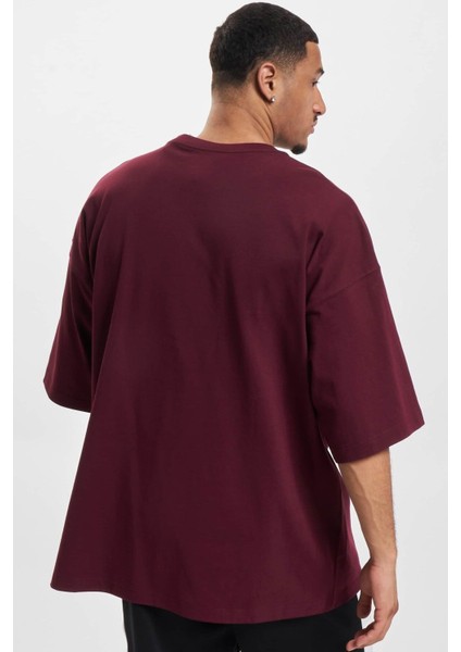 Sportswear Premium Essentials Pamuklu Oversize Kesim Erkek Bordo Spor Tişört ( Geniş Kesim )