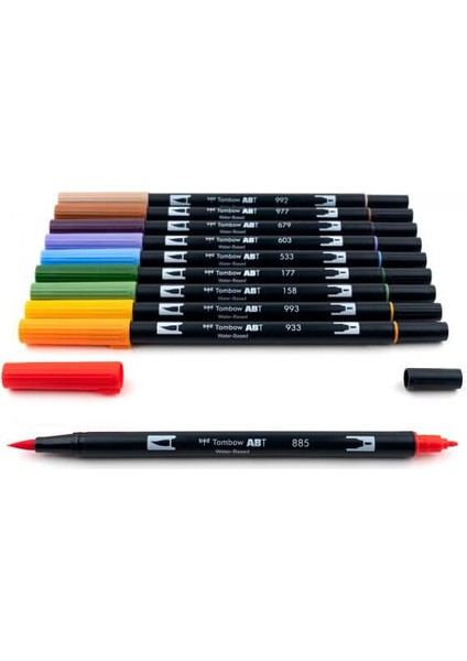 ABT Dual Brush Pen Grafik Kalemi 10'lu Set - Secondary (Ar