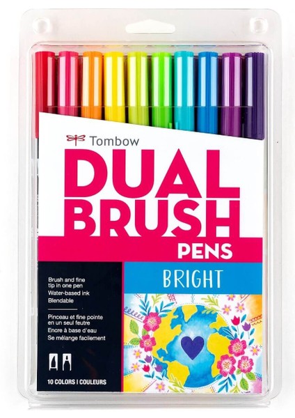 ABT Dual Brush Pen Grafik Kalemi 10'lu Set - Bright (Parla
