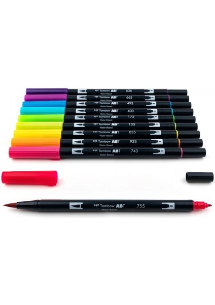 ABT Dual Brush Pen Grafik Kalemi 10'lu Set - Bright (Parla fiyatları