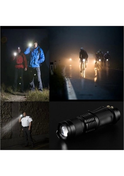 Km-87 Polis Tipi Zoomlu Şarjlı Metal Dağ Kamp Cep Feneri Cree LED 2300 Lumens