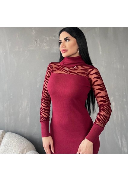 Kadın Dantel Kol Şık Elbise
