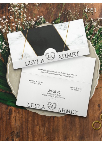 4051 EKOLİFE DÜĞÜN VE NİŞAN DAVETİYESİ 300 ADET AL 100 ADET BİZDEN