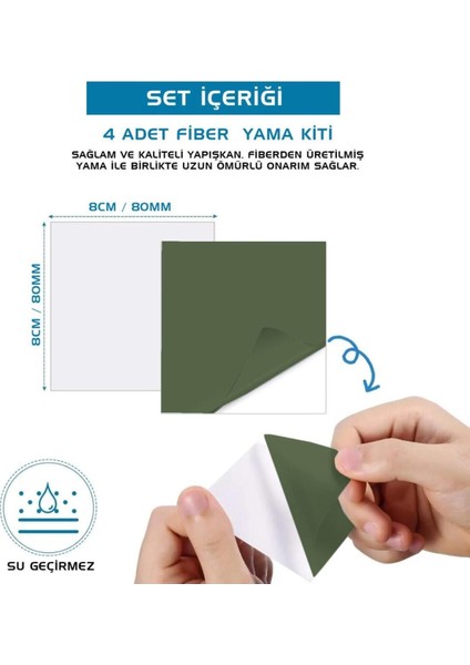 4'lü Fiber Çanta Delik Tamir Yaması Haki