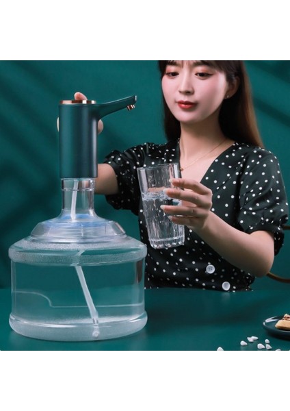 Retro Model Otomatik Damacana Pompası Aparatı Yeşil Renk Bakır Detaylı