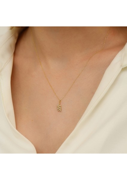 Jewel Yaprak Figürlü Taşlı Altın Kolye – Doğadan Ilham Alan Zarafet fiyatları