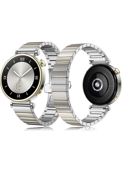 Huawei Watch Gt5 41MM Ile Uyumlu Renk Detaylı 18MM Paslanmaz Çelik Metal Kordon Kayış