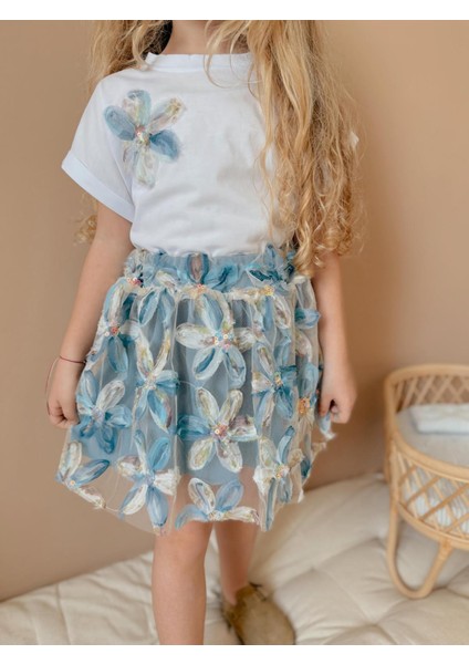Yigit Butik Çiçek Desenli Etekli Kız Çocuk Alt Üst Takım fiyatları