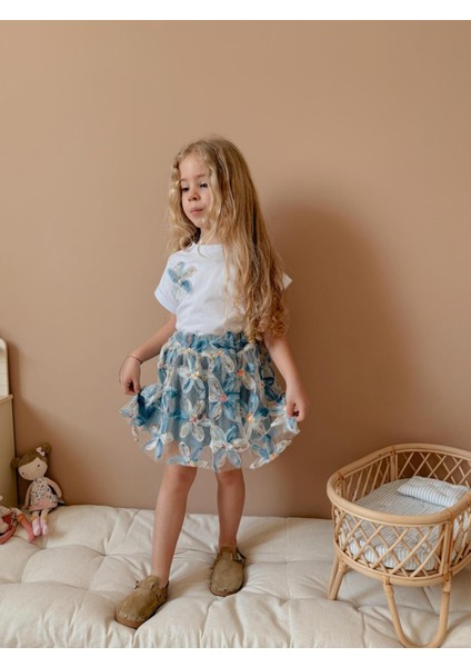 Yigit Butik Çiçek Desenli Etekli Kız Çocuk Alt Üst Takım modelleri