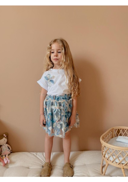 Yigit Butik Çiçek Desenli Etekli Kız Çocuk Alt Üst Takım fırsatları