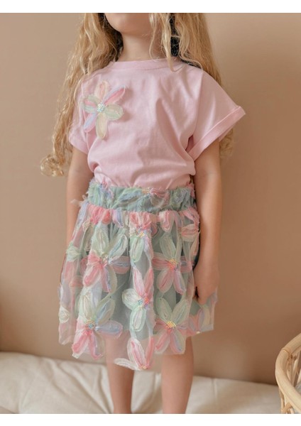 Yigit Butik Çiçek Desenli Etekli Kız Çocuk Alt Üst Takım fiyatları