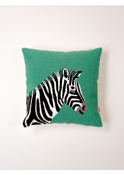 Özel Tasarım Zebra Figürlü Punch Kırlent Kılıfı / Yeşil