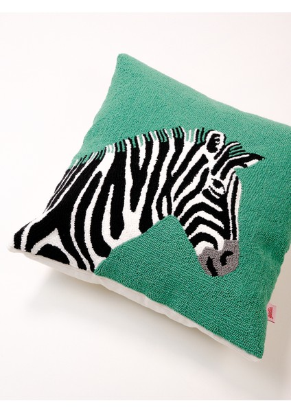 Özel Tasarım Zebra Figürlü Punch Kırlent Kılıfı / Yeşil fiyatları