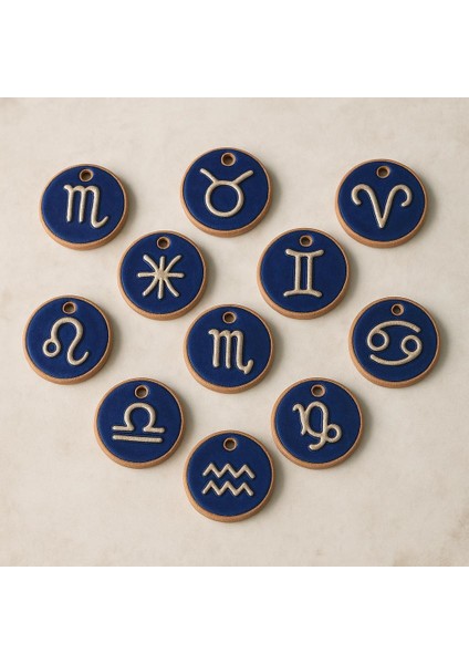 El Yapımı Seramik Burç Kolye - Ayarlanabilir 30 cm - Kişiye Özel Astroloji Takıları ( Aslan)