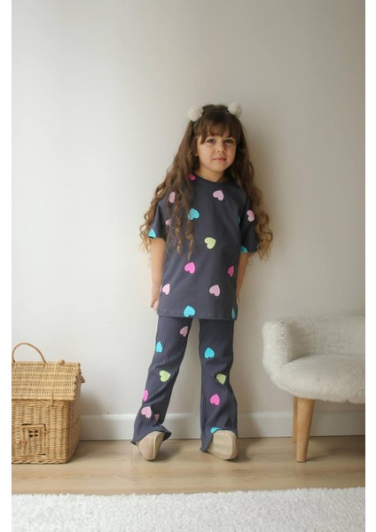 Kalp Baskılı Ikili Kız Takım