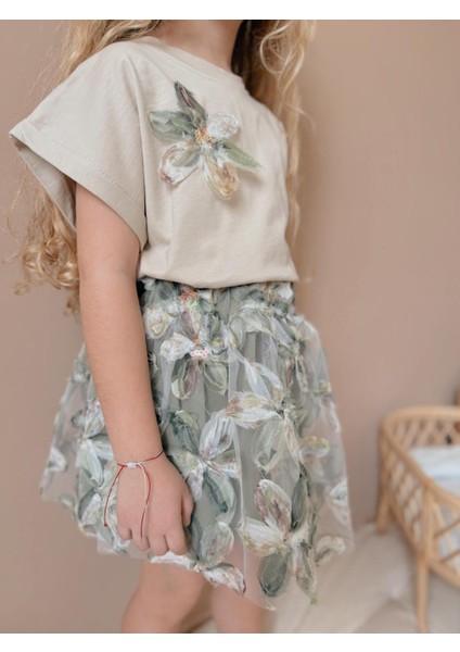 Yigit Butik Çiçek Desenli Etekli Kız Çocuk Alt Üst Takım modelleri