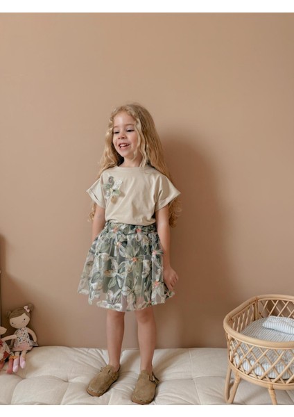 Yigit Butik Çiçek Desenli Etekli Kız Çocuk Alt Üst Takım fırsatları