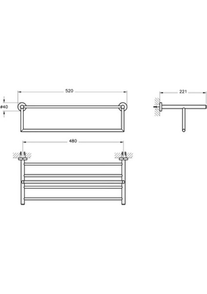 A44108 Base 200 Krom Havlu Rafı