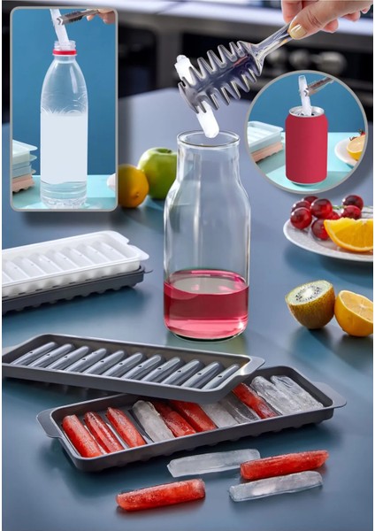 Pratik Çubuk Şeklinde Kokteyl Sunum Buz Kalıbı Buzluk Çubuk Buz Kalıbı Ergonomik 11 Hazneli