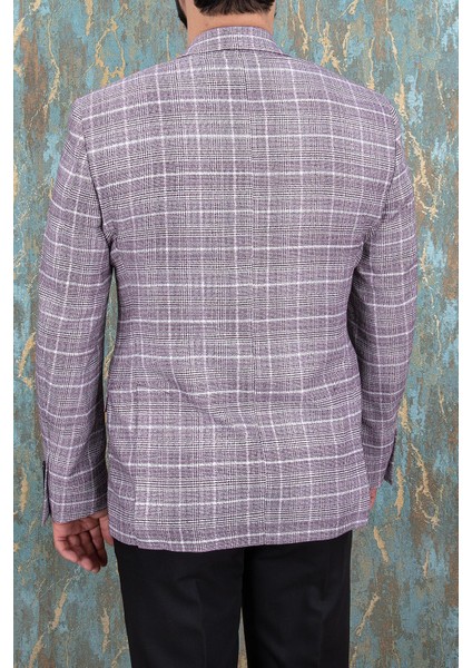 Erkek Slim Fit Mono Yaka Bordo Yarım Astar Ceket