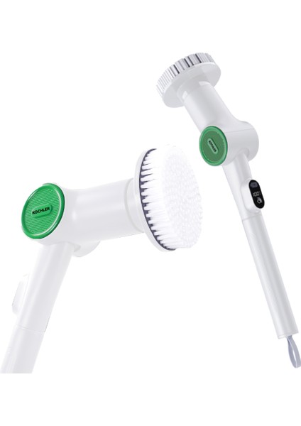 Şarjlı Temizlik Fırçası K500 | Uzun Saplı, Moplu, Sünger Başlıklı, Ipx6, 8 Başlık, 3 Hız Modu