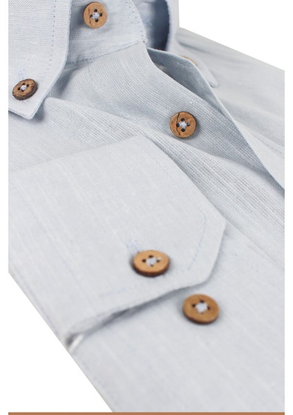 Erkek Mavimsi Gri Uzun Kollu Keten Efektli Cepli Pamuklu Gömlek fiyatları
