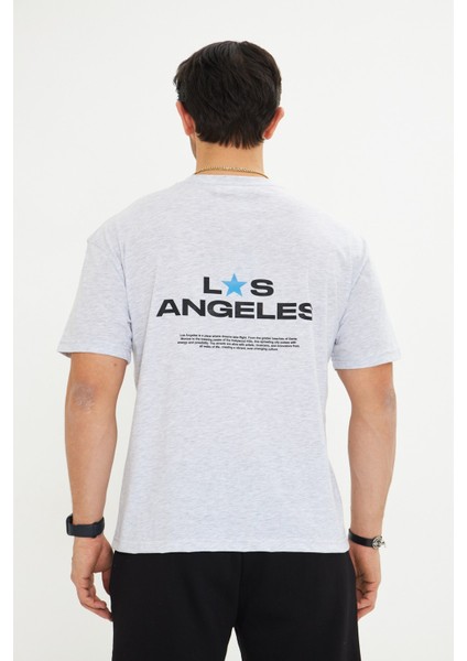 Los Angeles Baskı %100 Pamuk Oversize Erkek Tişört