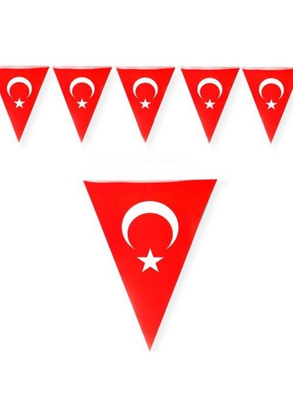 Türk Bayrağı Ay Yıldız Üçgen Ipli Flama Bayrak-1 Adet