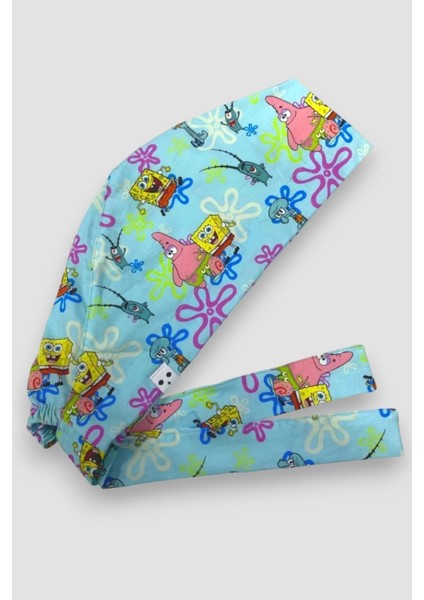 Sünger Bob Desenli Cerrahi Tesettür Bone Büyük Boy modelleri