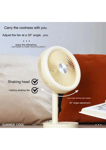 Taşınabilir Yase Mini USB Fan Evde Ofiste Masaüstü 4 Kademeli Dönebilen Başlıklı Şarj Edilebilir Mini Vantilatör Soğutucu