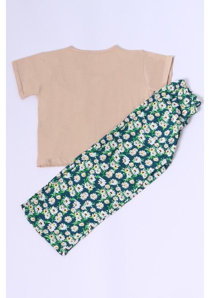 Kız Çocuk Ikili Takım Çiçek Baskılı Oversize B18