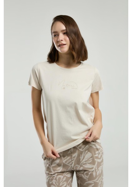 3301 Nature Lover Kadın Bisiklet Yaka Regular Kısa Kol Kapri Pijama Takım