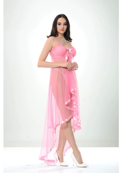 Pembe Petli Tül Şifon Gecelik - 230 fiyatları