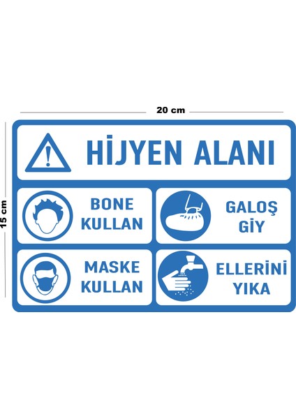 Metal Hijyen Alanı 15 cm x 20 cm Uyarı Levhası Yönlendirme Tabelası