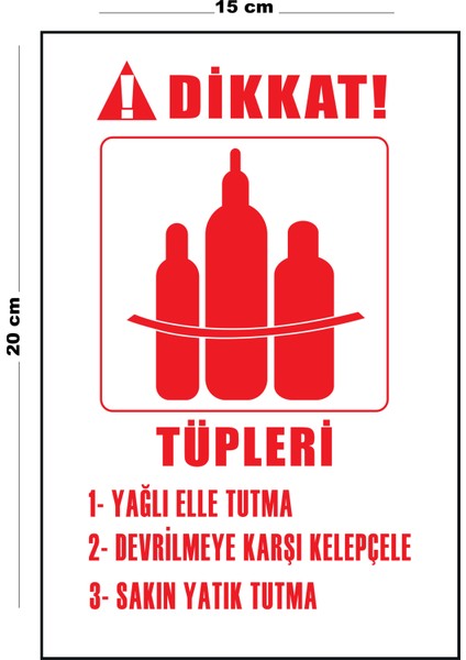 Metal Dikkat Tüpleri Yağlı Elle Tutma 15 cm x 20 cm Uyarı Levhası Yönlendirme Tabelası